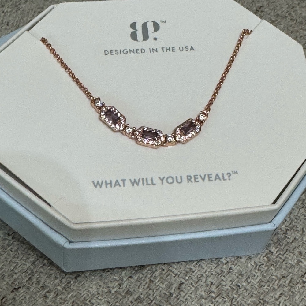 Bomb Party Amethyst Cubic Zirconia Necklace with Rose Gold Plating - Picture 6 of 8